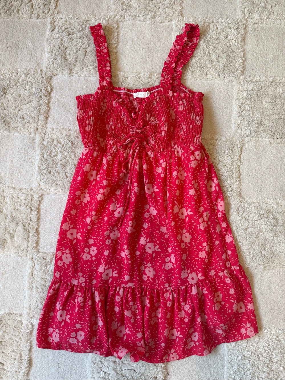 Lush Pink and Red Floral Sundress with Ruffle Straps